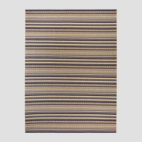 7 X 10 Lake Stripe Outdoor Rug Navy, Navy And Green Striped Outdoor Rug