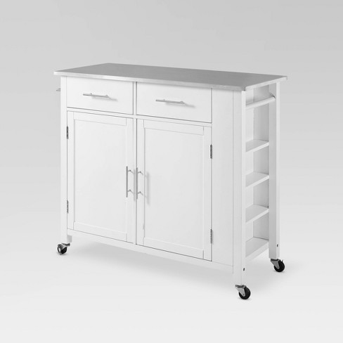 Full Savannah Stainless Steel Top Kitchen Island Cart White Crosley Target