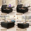 Lyngins Oversized Square Storage Ottoman Table, Mid-Century Modern PU Leather Ottoman with Storage, Large Foot Stool, Storage Bench for Living Room - 3 of 4