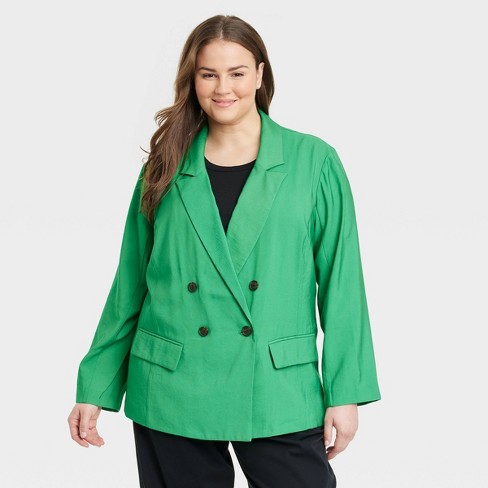 Women's Essential Blazer - A New Day™ Green 4X