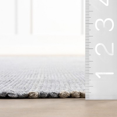 Handmade Blue and Gray Cotton Striped Runner Rug 2' 6" x 8'