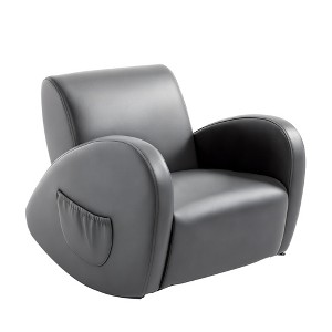 Kids Sofa Rocking Chair with Side Pocket, PU Leather Toddler Armchair for Children Grey - 1 of 4