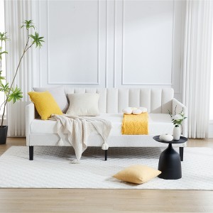 Twin Size Upholstered Daybed with Ribbed Tufted Backrest - 1 of 4