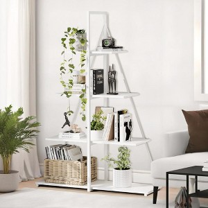Bookcase, 4-Tier Ladder Bookshelf, A-Shaped Ladder Shelf Display, Ladder Shelf Storage Organizer for Living Room, Home Office - 1 of 4
