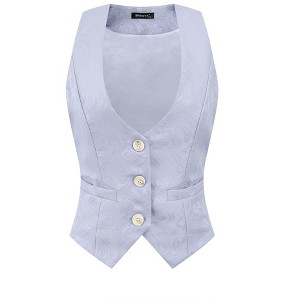 INSPIRE CHIC Women's Vintage Waistcoat Button Up Steampunk Jacquard Sleeveless Suit Vest - 1 of 4