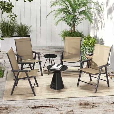 NicBex Set of 2 Outdoor Dining Chair,Modern Rattan Patio Dining Chairs with Cushion and Backrest,22.8/25.3/25.2 inch Chairs Suitable for Patio,Garden