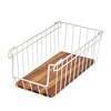 The Ría Safford Collection by iDesign Open Front Wire Basket with Acacia Wood, 16" x 8" x 6", Coconut - 2 of 4
