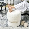 HOMCOM Modern Round Ottoman, Teddy Fleece Fabric Upholstered Foot Stool with Padded Seat for Living Room, Entryway, White - 4 of 4