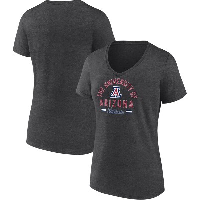 NCAA Arizona Wildcats Women's Short Sleeve V-Neck Gray T-Shirt