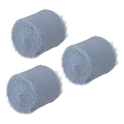 Unique Bargains DIY Crafts Party Gift Wrapping Fringe Chiffon Silk Ribbon 3 Rolls