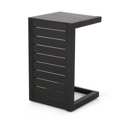 Cape Coral Patio Modern Aluminum C-Shaped End Table - Black - Christopher Knight Home