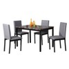 NicBex Dining Table Set for 4 Industrial Bar Height Table with Faux Marble Tabletop and 4 Faux Leather Chairs for Kitchen - 4 of 4