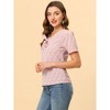 Allegra K Women's Bow Tie V Neck Short Sleeve Floral Printed Blouse - 2 of 4
