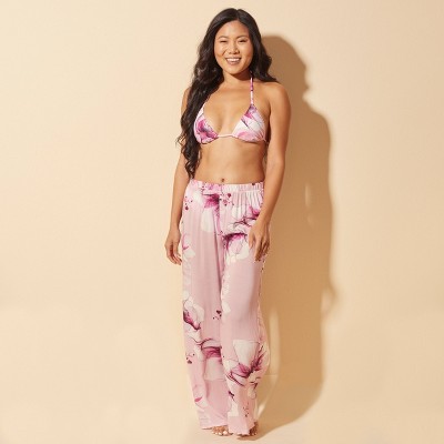 Shade & Shore Women's Mid-Rise Full Coverage Cover Up Pant - Shade & Shore™ Pink/White L — фото 4
