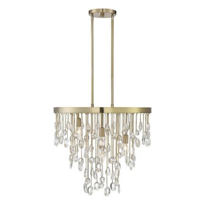 Noble Brass and Crystal 4-Light Adjustable Chandelier