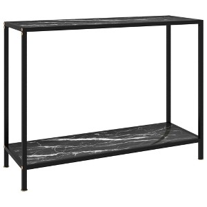 vidaXL Console Table Black 39.4 in.x13.8 in.x29.5 in. Tempered Glass - 1 of 4