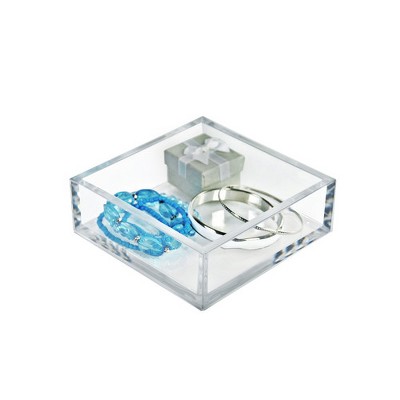 mDesign Stackable Plastic Jewelry Box, Storage Organizer Trays, 3 Pieces -  Clear 