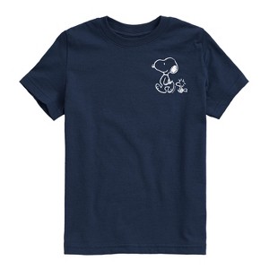 Boys' - Peanuts - Snoopy Woodstock Walk White Ink Short Sleeve Graphic T-Shirt - 1 of 4