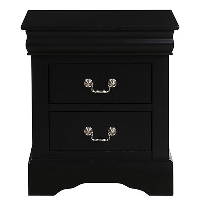GlasFlength Nightstands Modern Nightstand Bedroom Nightstand Elegant Bedside Table with 2 Drawers for Living Room, Black, 22.5"*16.5"*24.5"