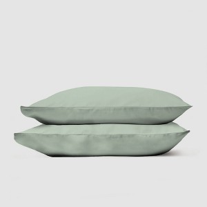 DOZ 100% GOTS Organic Percale Pillowcase Set, Crisp Cool, Long Staple, Breathable, Durable, Envelope Closure - 1 of 4