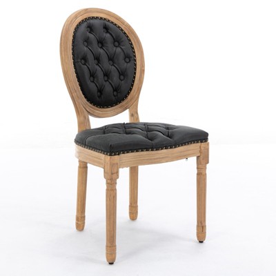 NicBex Set of 2 PU Leather Dining Chair Modern Farmhouse Accent Chair with Cushion Seats & Nailhead Trims