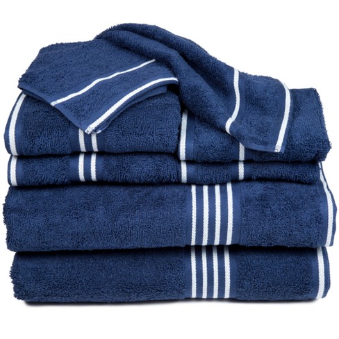 8pc Striped Bath Towel Set Navy Yorkshire Home Target