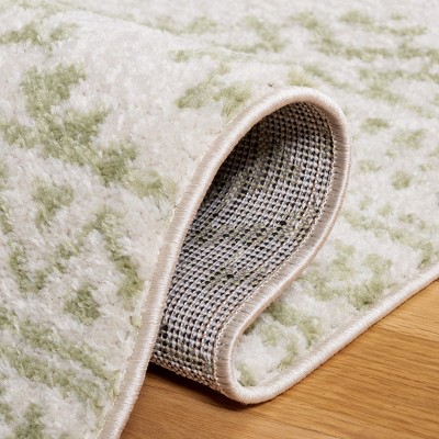 Ivory and Sage Hand-knotted Synthetic Boho Area Rug