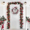 Artificial Christmas Wreaths for Front Door, Snow Flocked Winter Wreath with Red Apples Pine Cones for Centerpieces Indoor Outdoor Decorations - 3 of 4