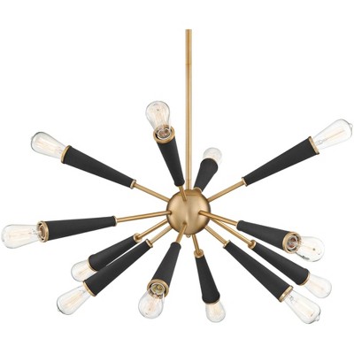 Crystorama Zodiac 34" Wide Aged Brass 12-Light Sputnik Chandelier