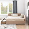Sapphtopaz Daybed Bed Frame with Tufted Upholstered Sofa Bed with Armrests and Wood Slats Support Beds for Apartment, Bedroom - 2 of 4
