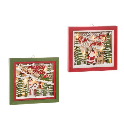 Gallerie II Stewart Farm Light Up Led Wall Art S/2 9.4 x 1.2 x 8.5 Inches.