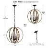 LNC Chet 4-Lights 20" Modern Farmhouse Medium Globe Chandelier, Antique Brown and Matte Black - 3 of 4