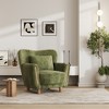 Heart-Shaped Wingback Accent Chair with Pillow, Chenille Upholstery & Solid Wood Legs, Green - 2 of 4