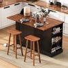 Kitchen Island Cart with Drop Leaf, Glass Doors, Power Outlet, 3 Drawers, 5 Side Racks, Rolling Cabinet for Dining Room or Pantry-The Pop Home - 3 of 4