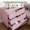 Modern Pink 3-Drawer Dresser for Bedroom with Gold Handles, Large Drawers, Wood, Organizer for Living Room, Hallway and Entrance - 3 of 4
