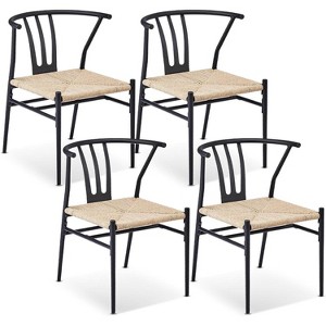 VINGLI Outdoor Dining Chairs Set of 4, Metal Frame Patio Chairs All-Weather Wicker Patio Dining Chairs Yard Chairs for Balcony, Front Porch and Deck - 1 of 4