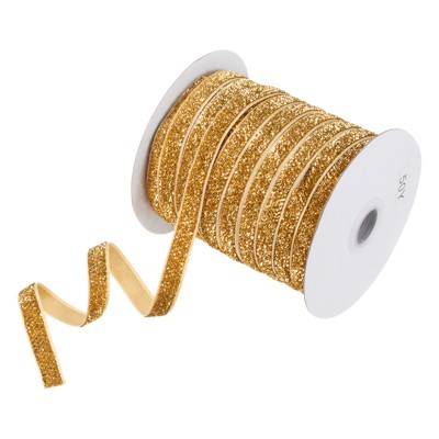 Unique Bargains Metallic Velvet Flexible Ribbon for Crafts 3/8 Inch x 50 Yards 1 Pc