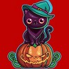 Boy's Design By Humans Ferociously Cute Halloween Vampire Witch Kitty Cat By LittleBunnySunshine T-Shirt - 2 of 2
