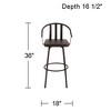 Elm Lane Lael Black Swivel Bar Stool 25 3/8" High Modern Industrial Wood Seat Curved Arm with Backrest Footrest for Kitchen Counter Height Island Home - 4 of 4