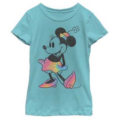 Girl's Mickey & Friends Rainbow Tie-dye Minnie Mouse T-shirt