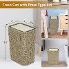 Vynxaria Boho Trash Can with Lid, 2.6 Gallon Rattan Waste Basket with Press Top, Slim Wicker Hamper for Bathroom, Kitchen, Living Room, Bedroom - 4 of 4