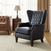 Wallace Genuine Leather Armchair with Nailhead Trims and Solid Wood Legs丨HULALA HOME-NAVY - 2 of 4