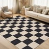 Modern Checkerboard Area Rug Thin Washable Rug Non Slip, Soft Non Shedding Carpet - 3 of 4