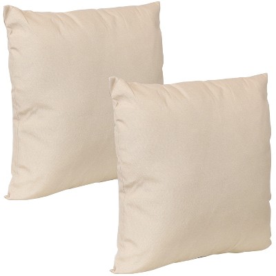 Sunnydaze Indoor/Outdoor Weather-Resistant Polyester Square Decorative Pillow Cover Only with Zipper Closures - 17" x 17" - Beige - 2pk