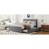 KTMBDW Full/Queen Size Upholstered Platform Bed with Brick Pattern Headboard and Twin Size Trundle, Linen Fabric - 4 of 4