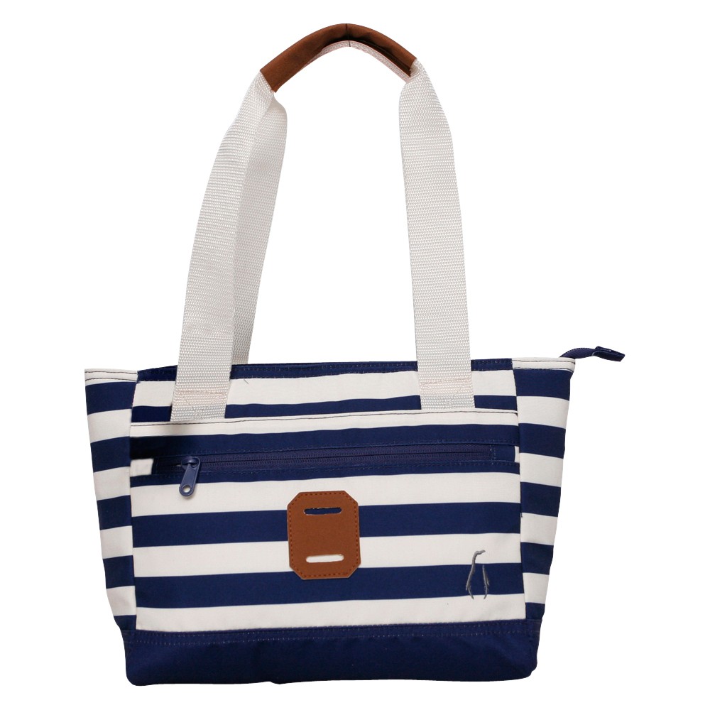 Penguin Lunch Tote - Navy (Blue) Stripe