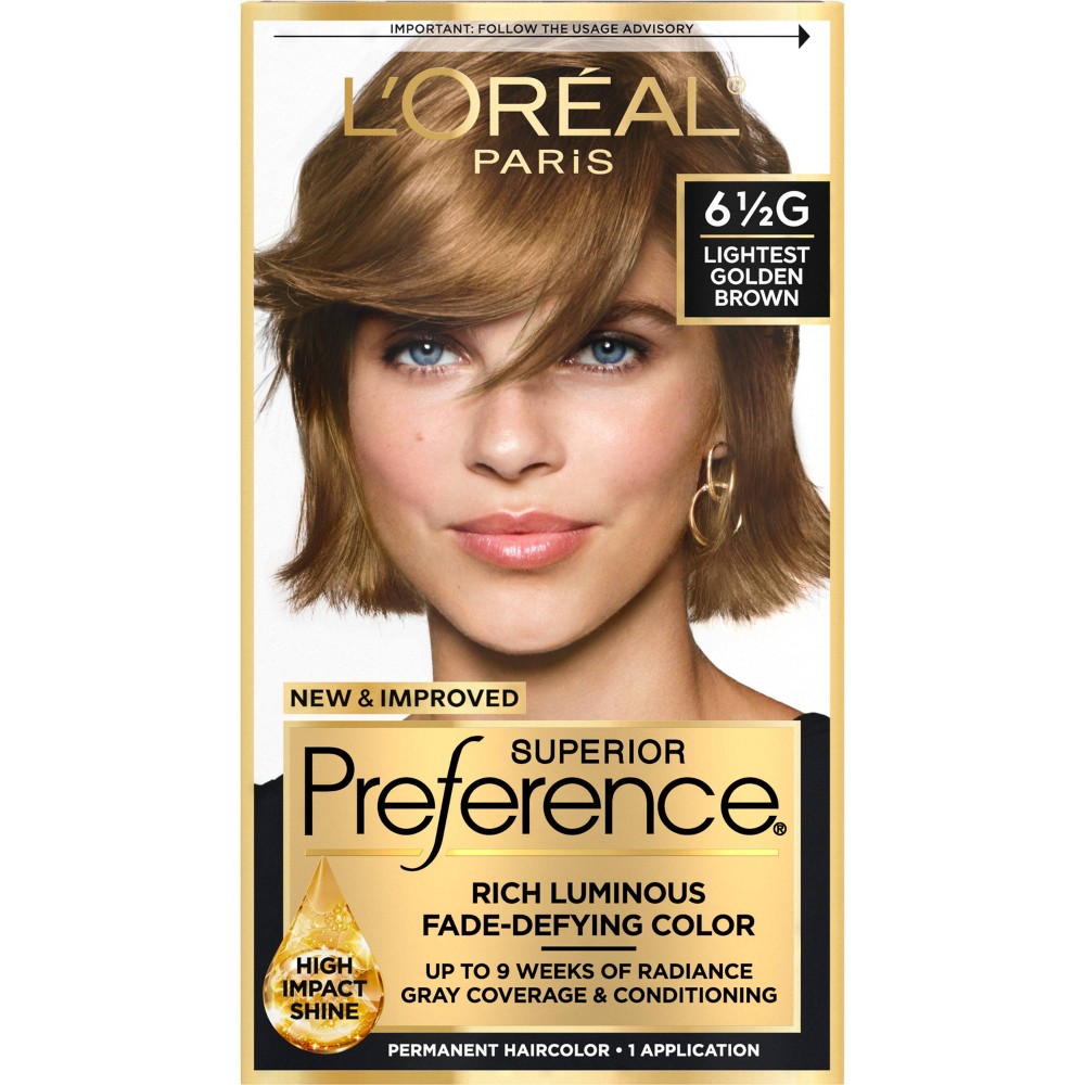 Photos - Hair Dye LOreal L'Oreal Paris Superior Preference Fade-Defying Color + Shine System - 6.5 fl oz - 6.5G Lightest Golden Brown - 1 Kit 