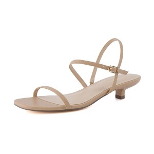 CUSHIONAIRE Soprano Women’s One Band Kitten Heel with Ankle Strap – Minimalist Dress Sandal with Memory Foam & Strappy Silhouette - 1 of 4