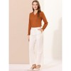 INSPIRE CHIC Women's Ruffle V Neck Swiss Dots Hollow Out Blouse Shirts - 2 of 4