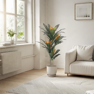Artificial Dracaena Plant Indoor Fake Tree, Tall Fake Floor Plants with White Planter, Artificial Yucca Tree for Outdoor Topiary Tree,105cm/3.4ft - 1 of 4
